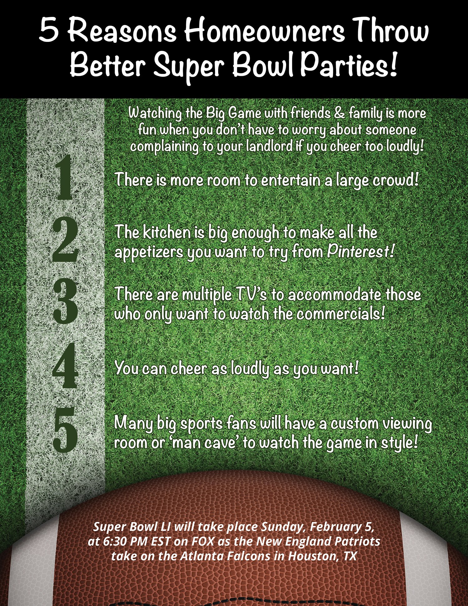 5 Reasons Homeowners Throw Better Super Bowl Parties! [INFOGRAPHIC] | Simplifying The Market
